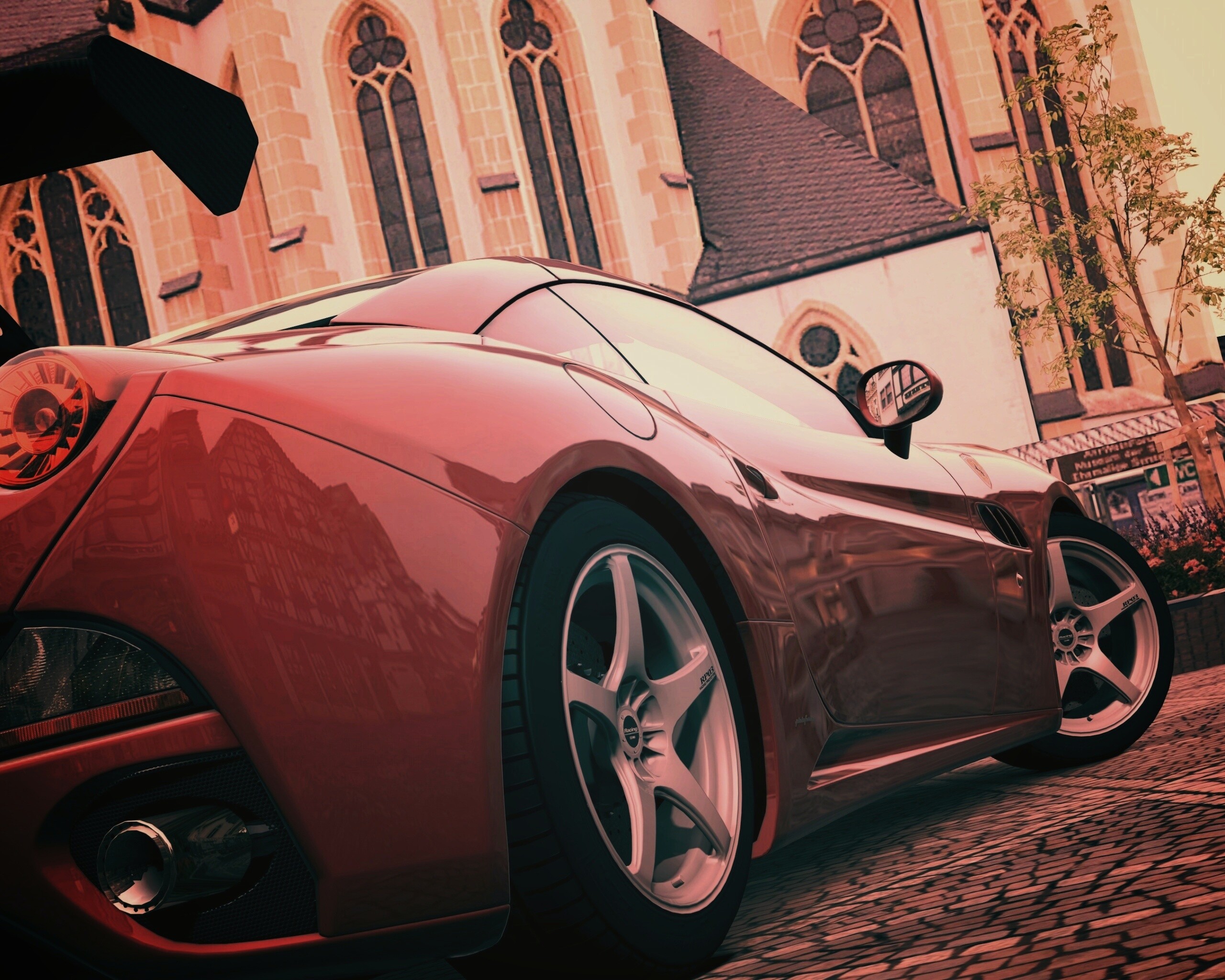 Ferrari на мостовой обои