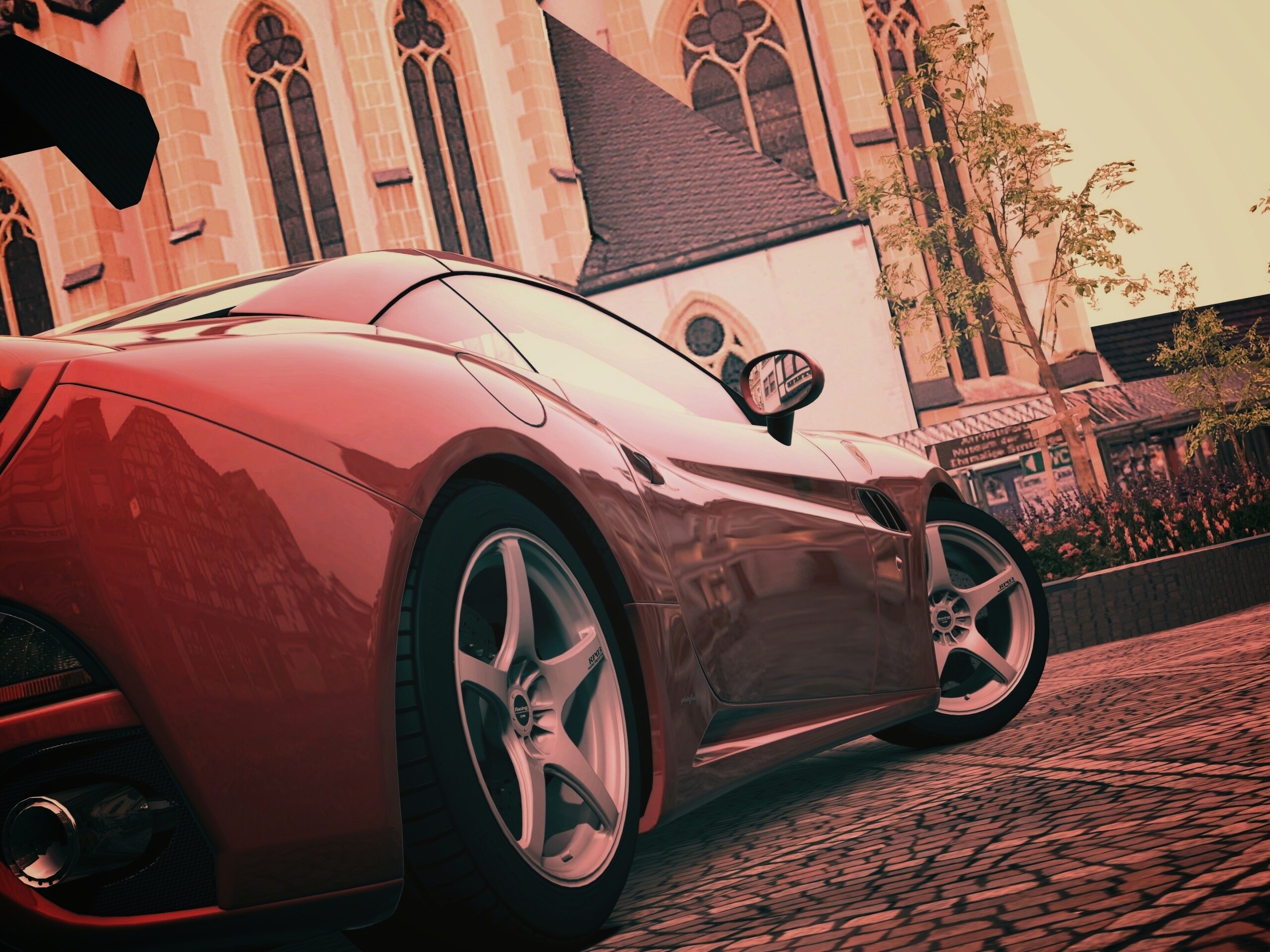 Ferrari на мостовой обои