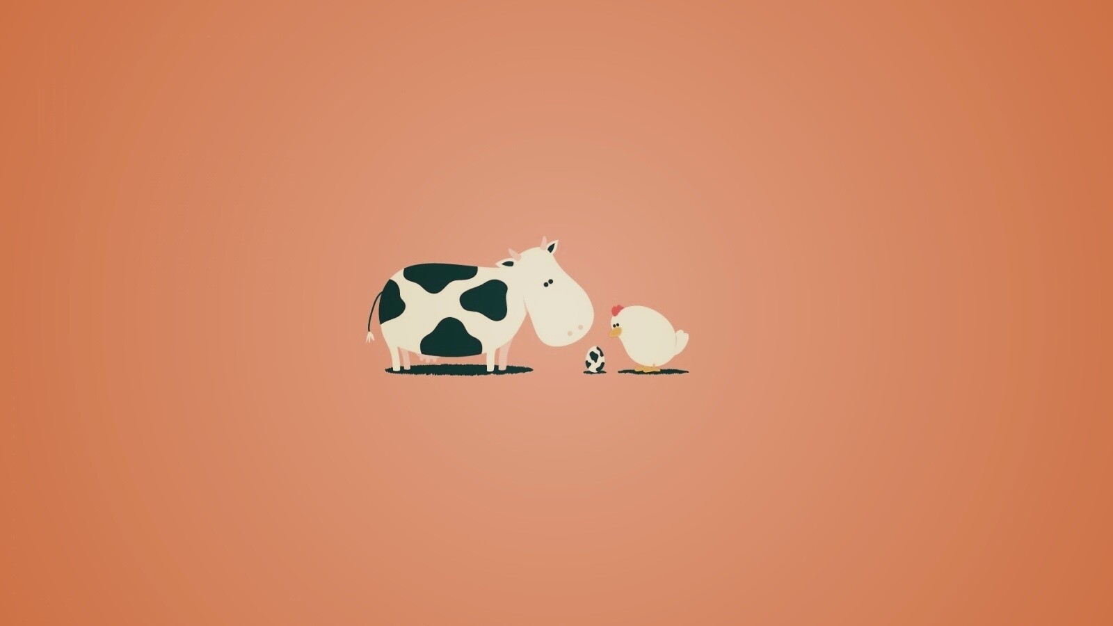 Корова + курица обои