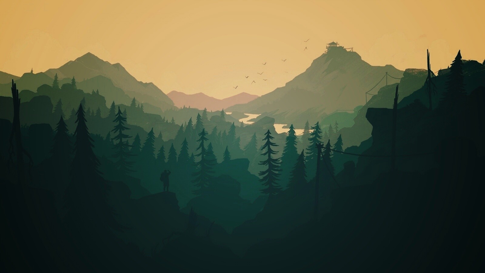 Зеленый Firewatch обои