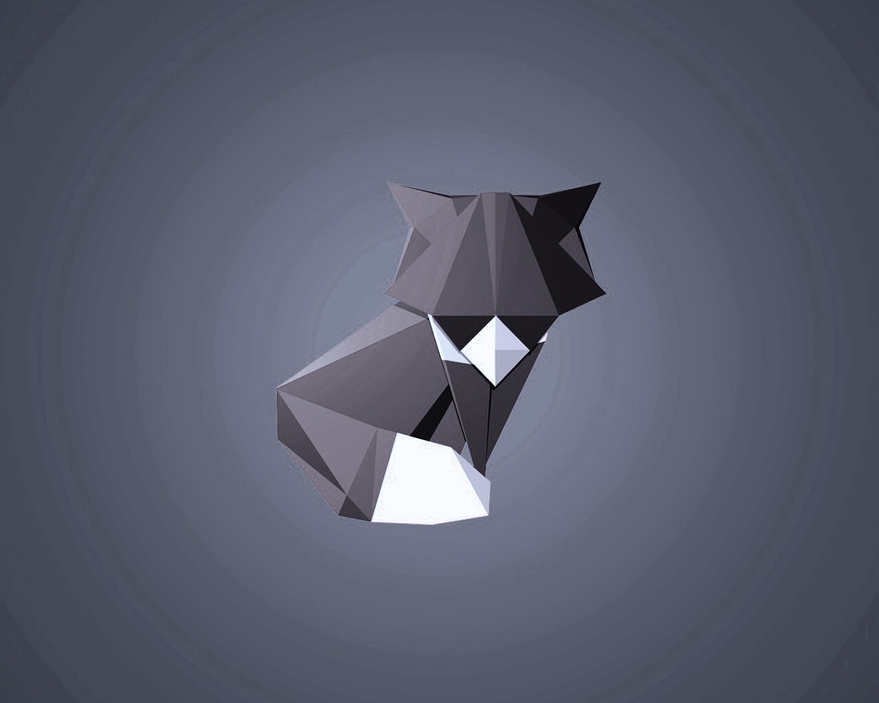 Origami fox обои