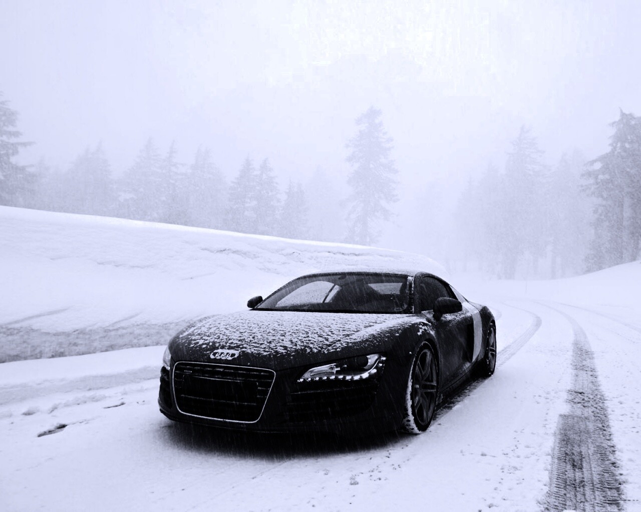 Audi R8 зимой обои
