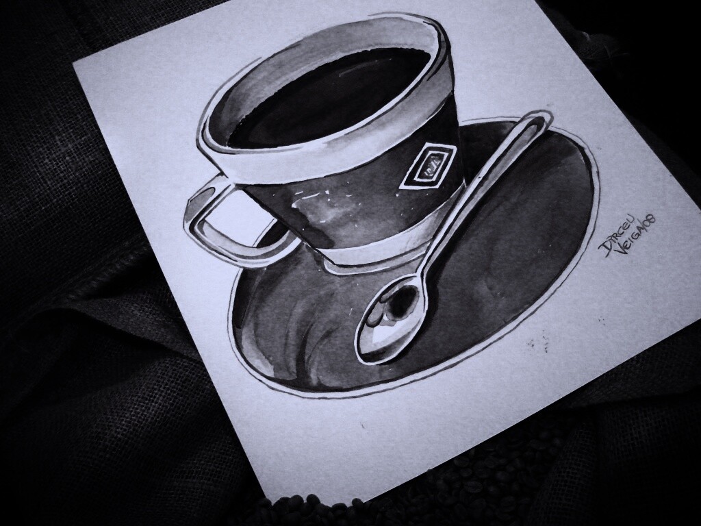 Нарисованная чашка кофе обои