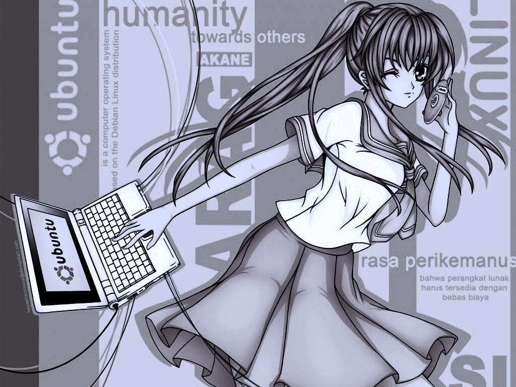 Ubuntu  в аниме обои
