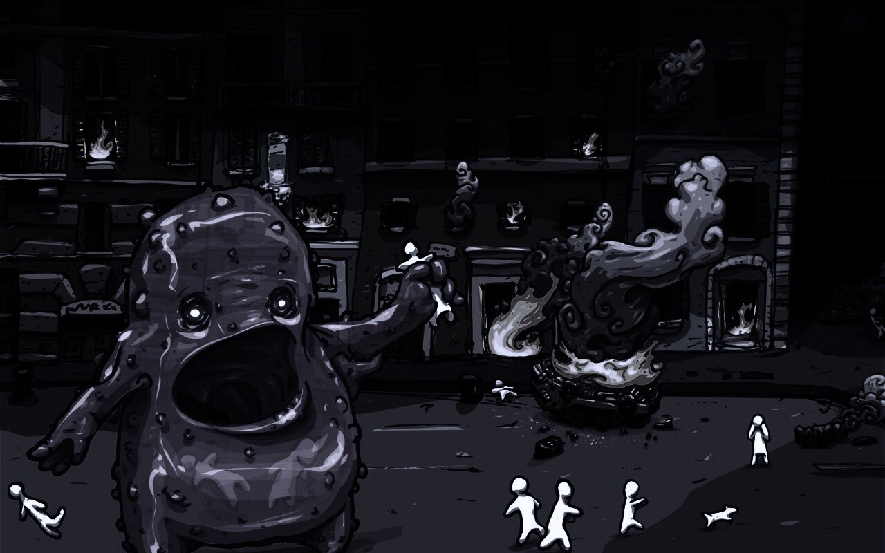 Монстр жрет людей обои