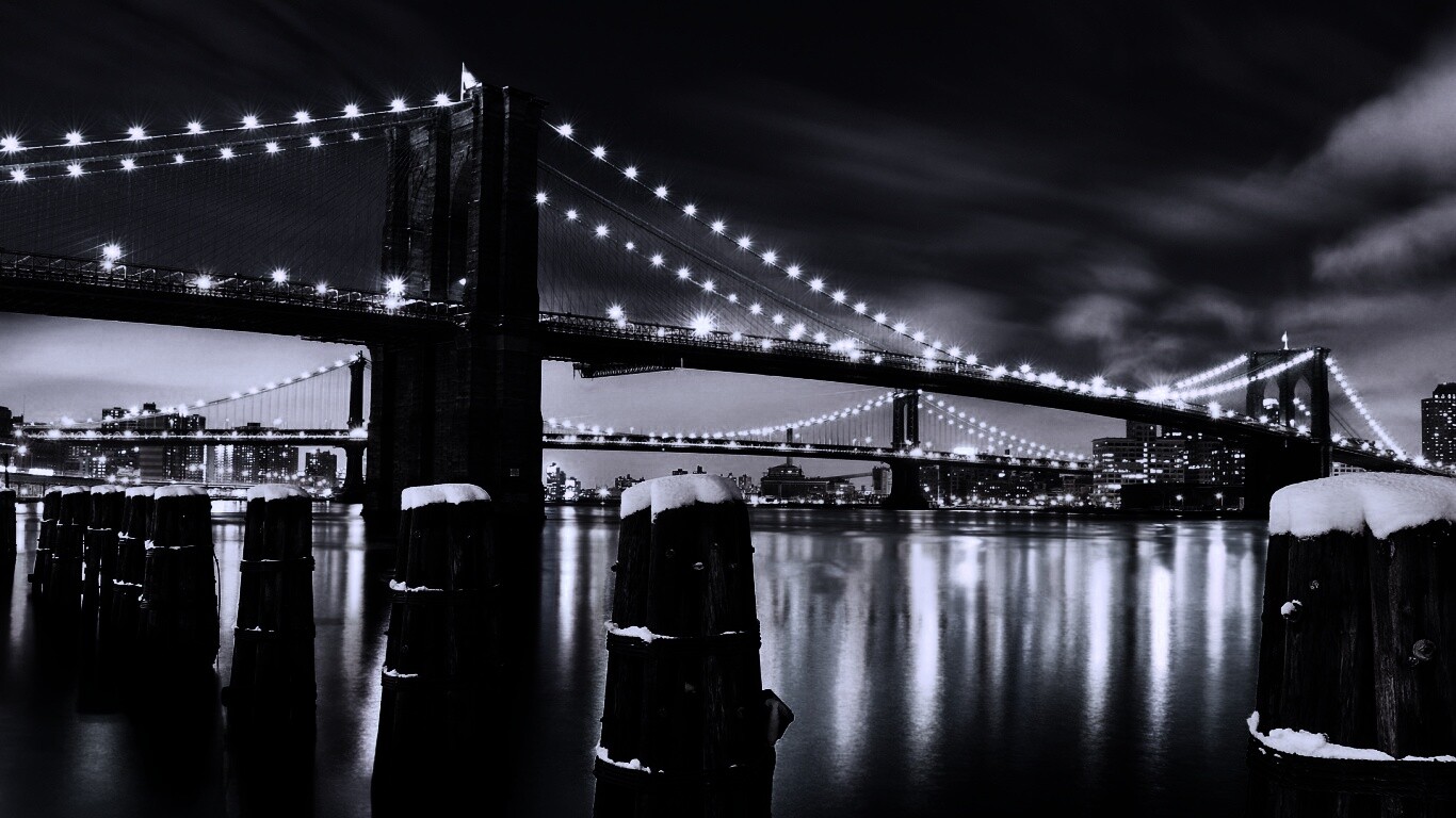 Бруклинский мост зимой HDR обои