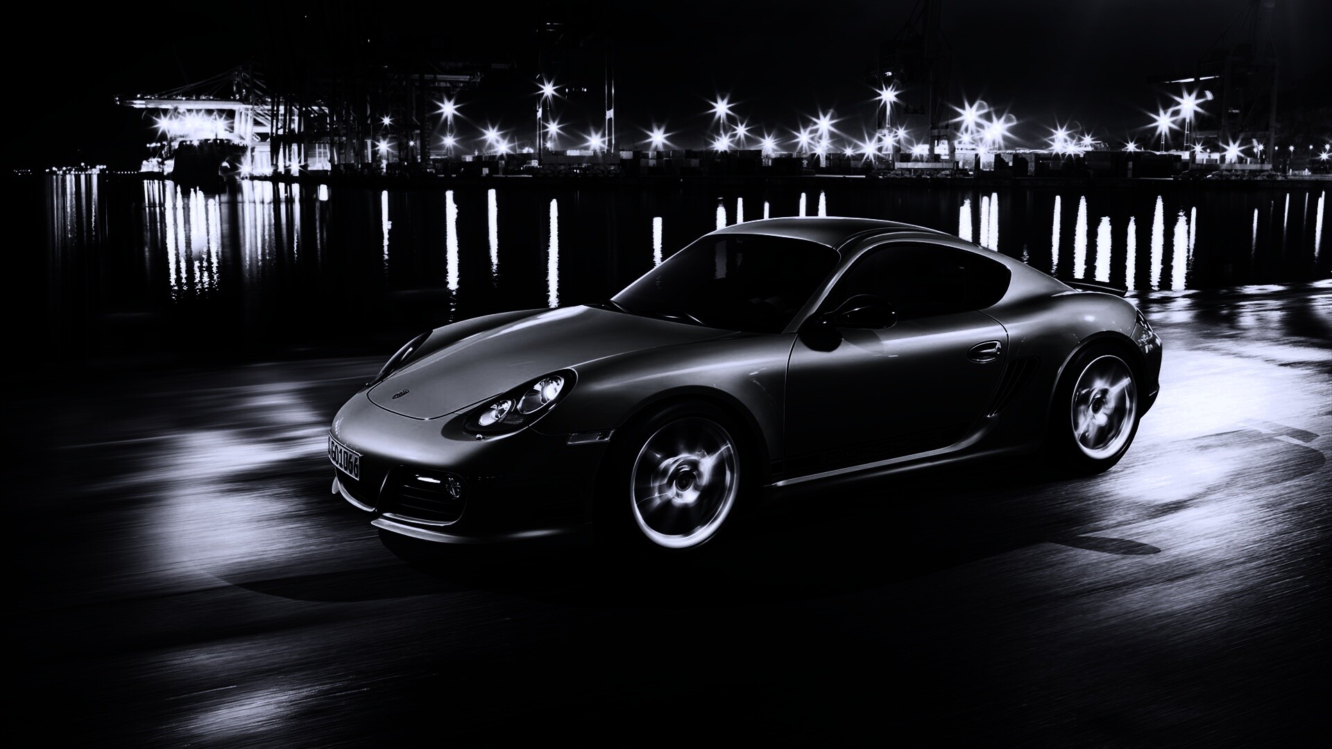 Porsche 911 Cayman в тёмном городе