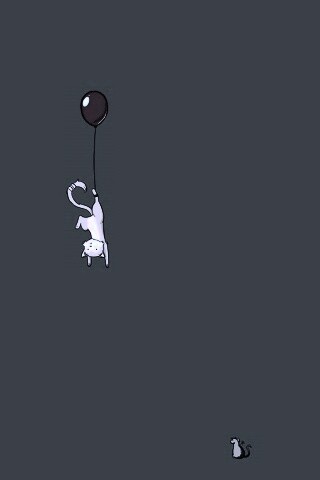 Котэ улетает на шаре обои