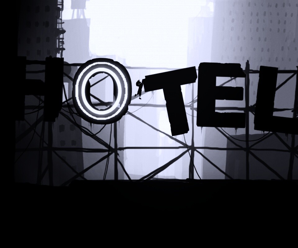 Мальчик из Limbo на вывеске "Hotel" обои