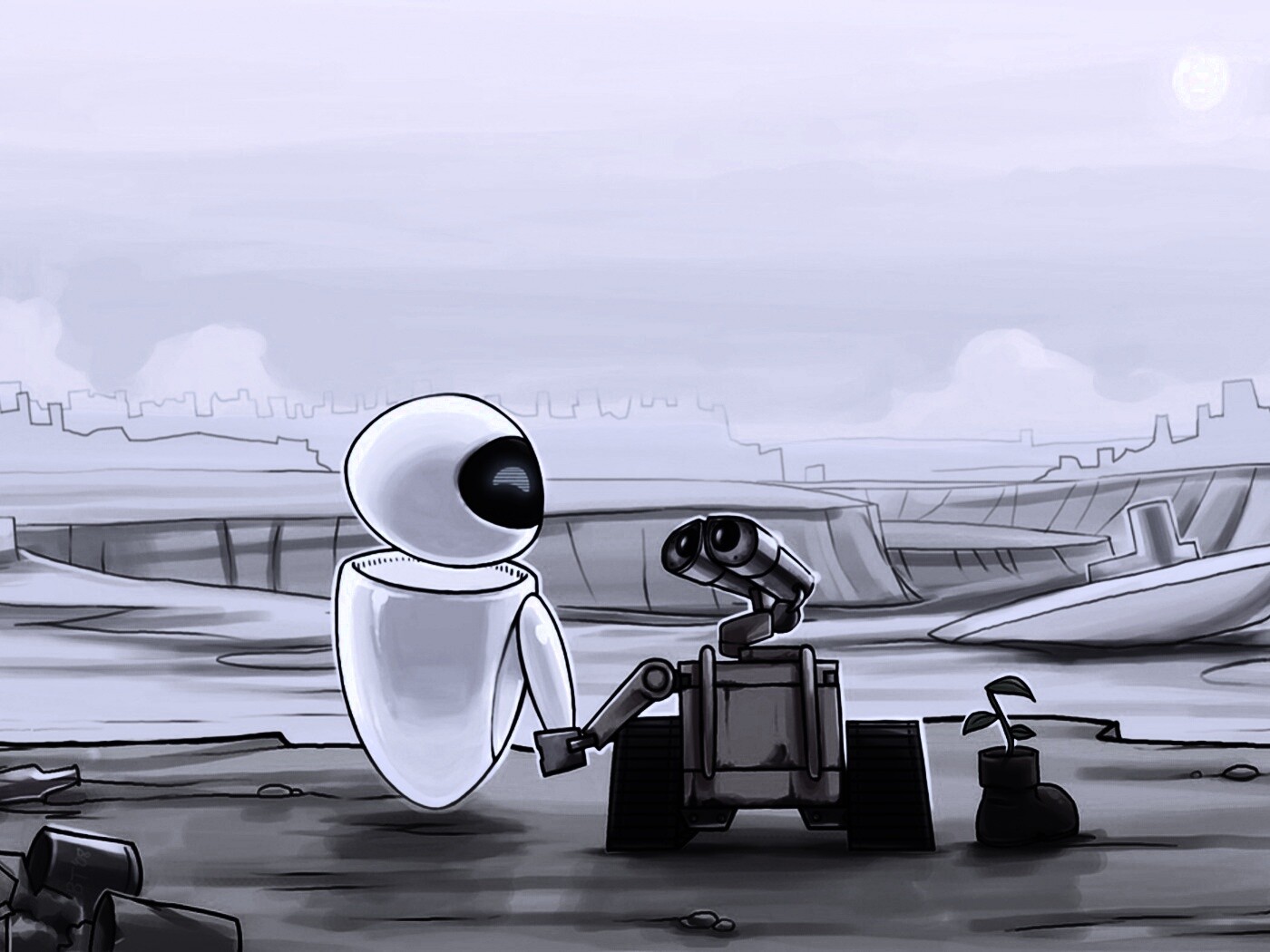 WALL-E и Ева обои