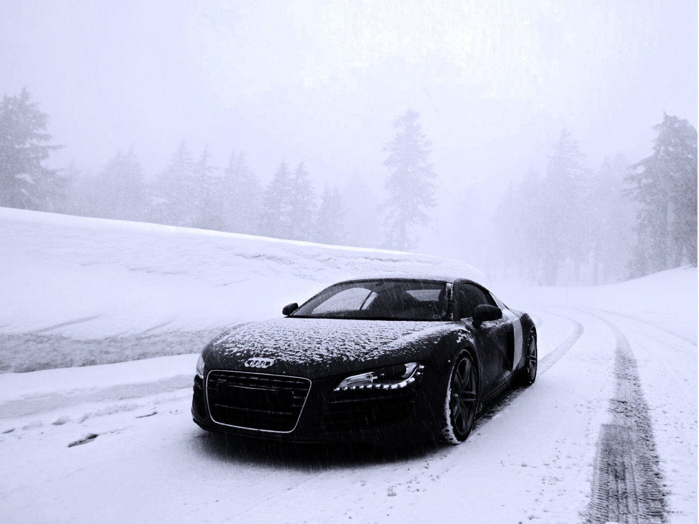 Audi R8 зимой обои