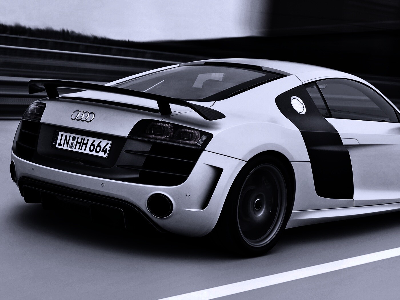 Audi R8 на скоростной трассе обои