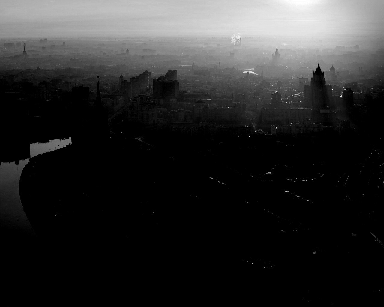 Москва в тумане обои