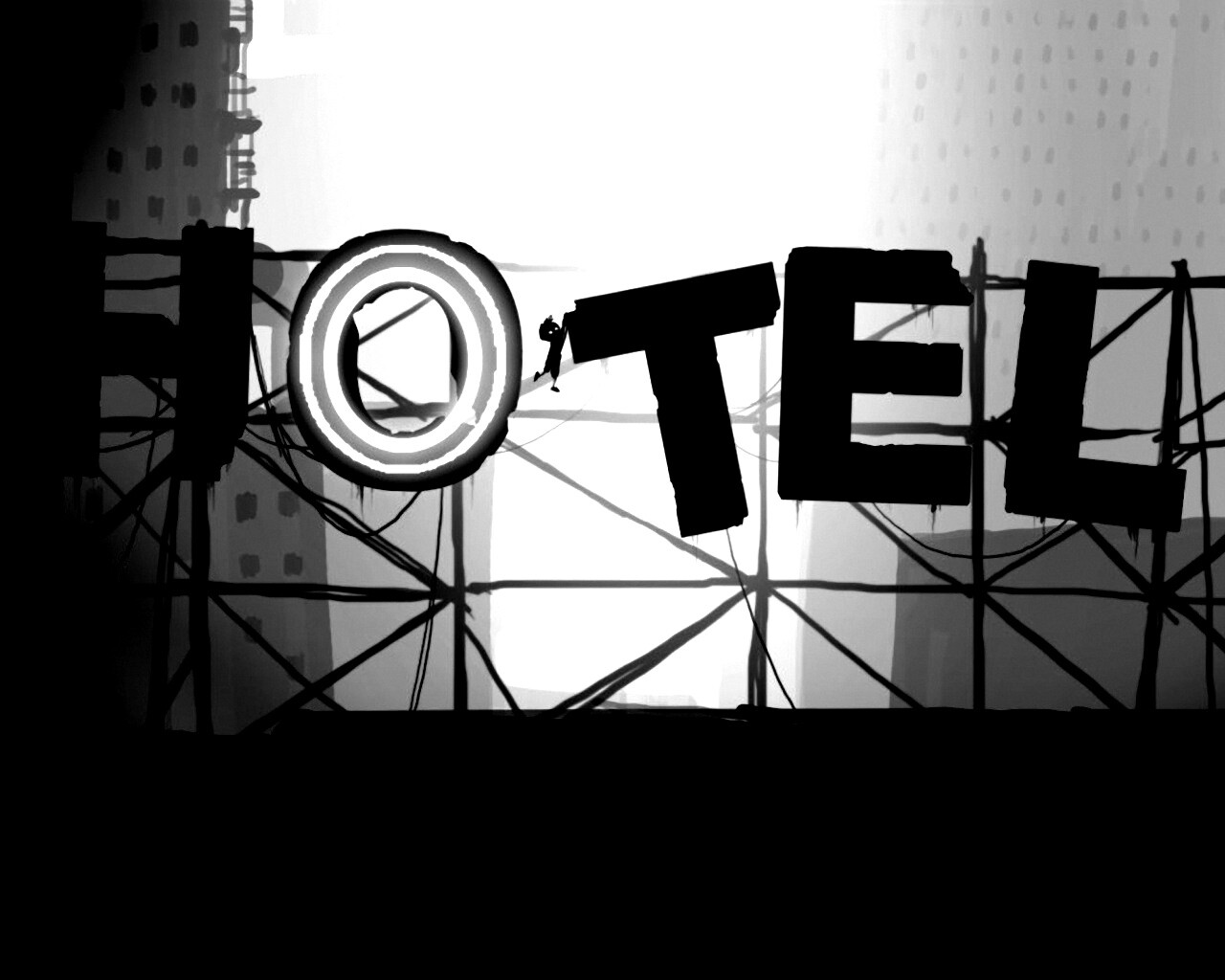 Мальчик из Limbo на вывеске "Hotel" обои