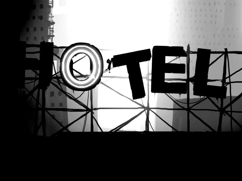 Мальчик из Limbo на вывеске "Hotel" обои