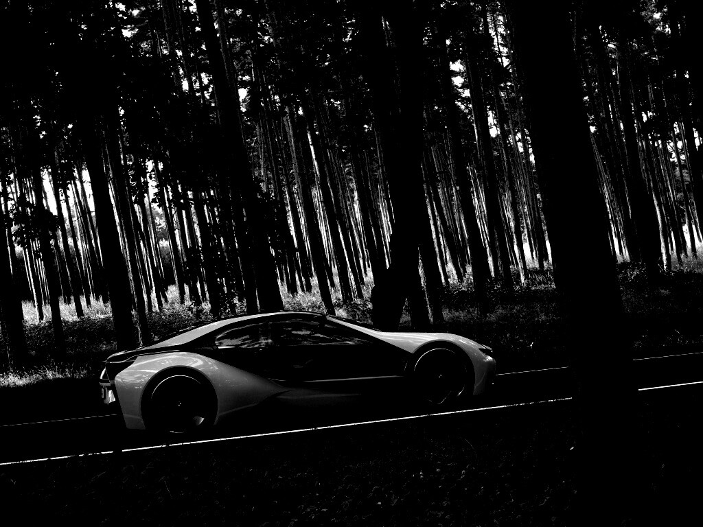 Спорткар BMW на лесной дороге обои