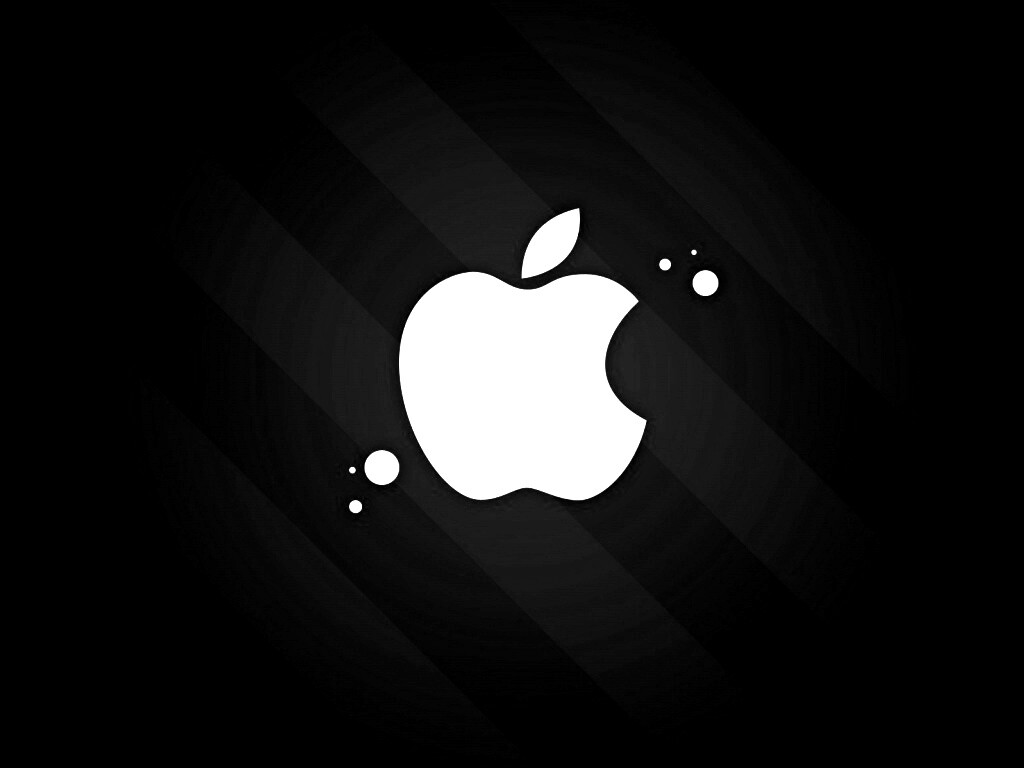Логотип Apple на фоне голубых полос обои