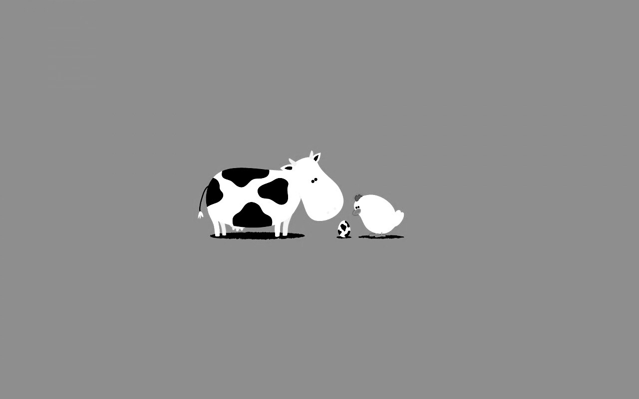 Корова + курица обои