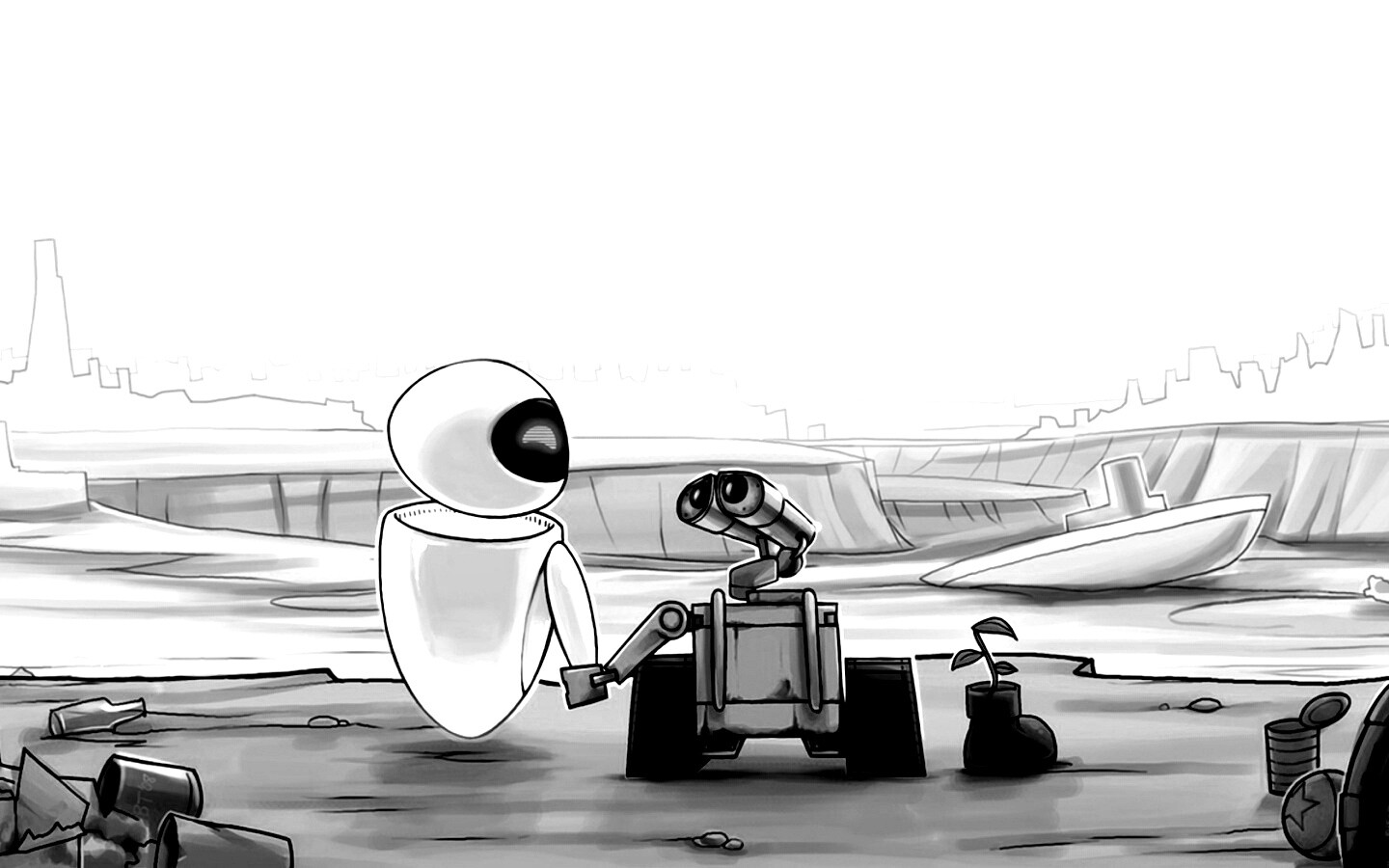 WALL-E и Ева обои