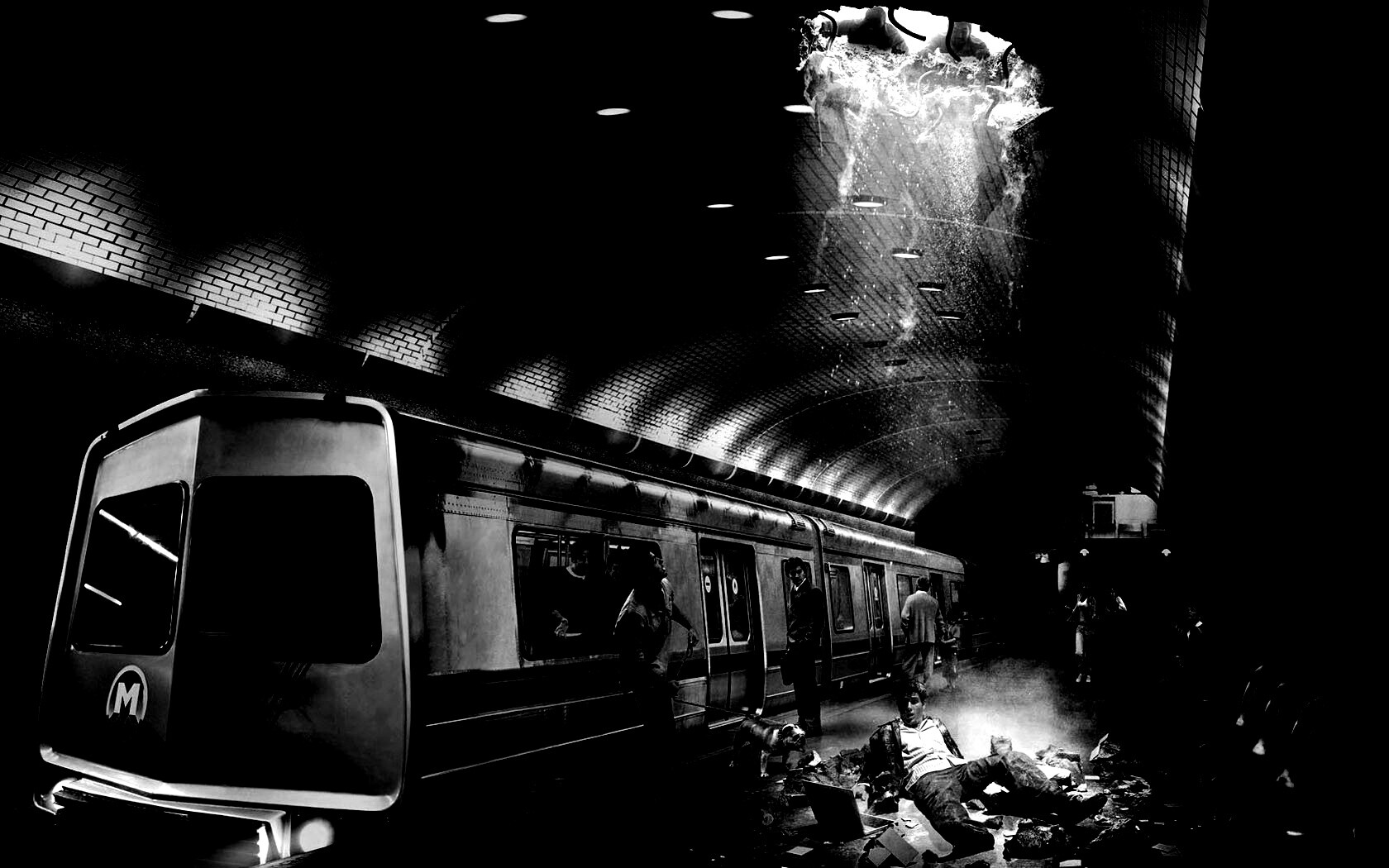 Провалившийся в метро обои