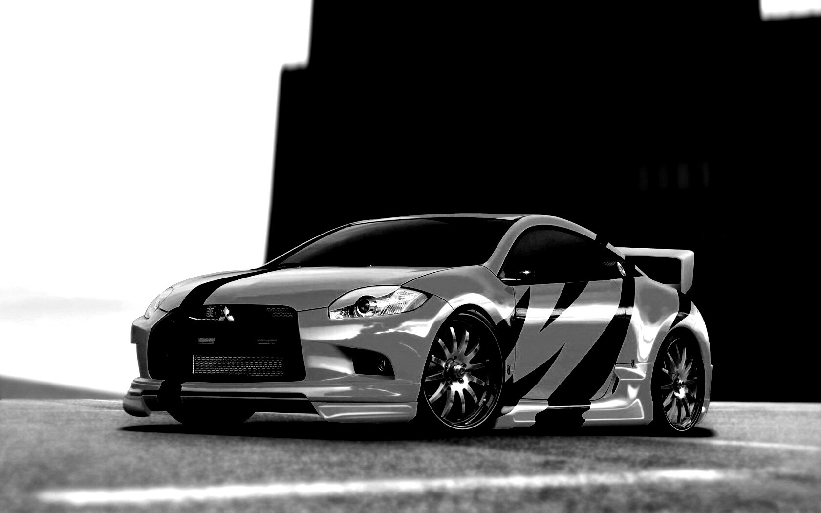 Mitsubishi жёлтого цвета с черными полосами обои