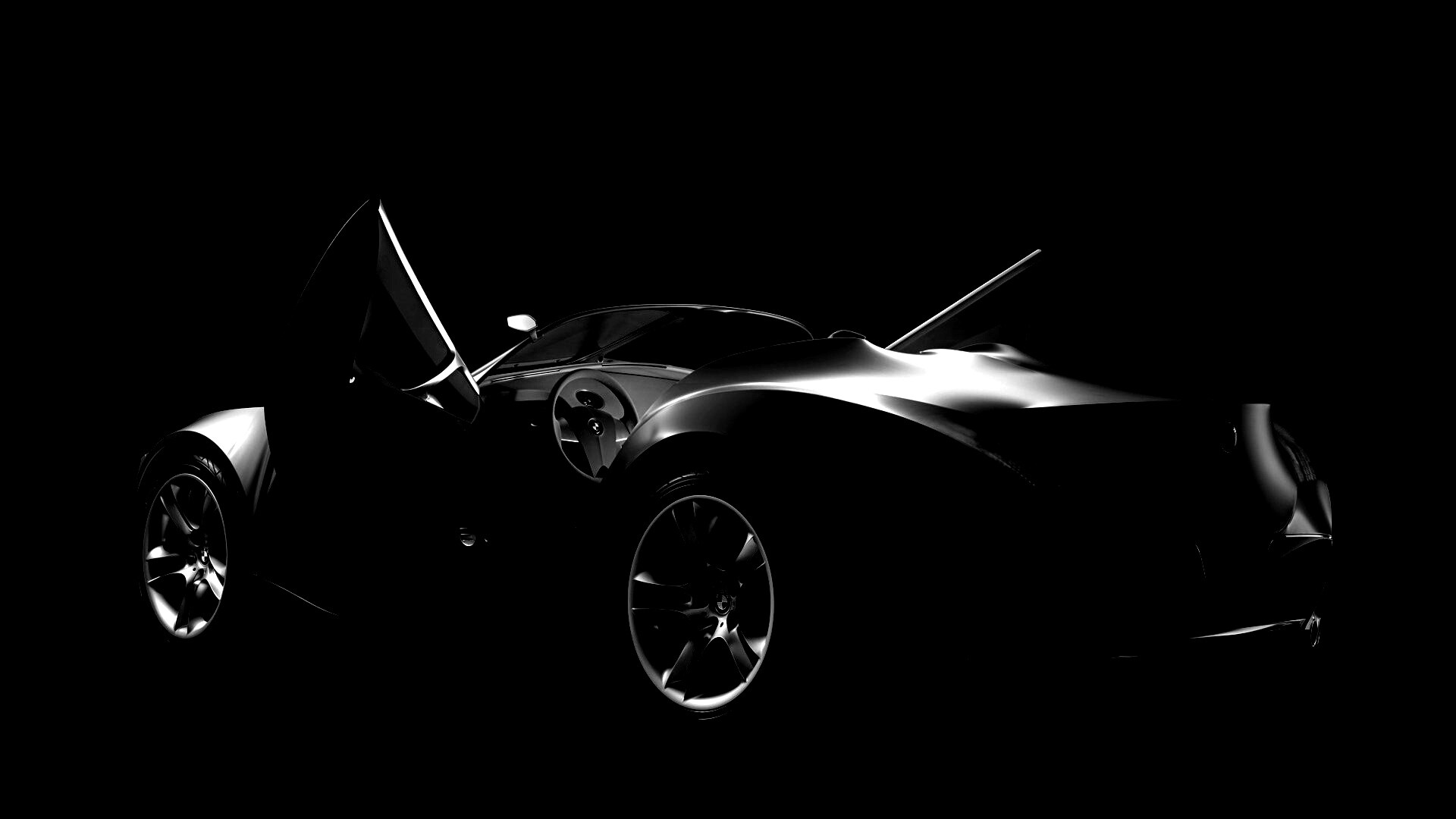 Автомобиль с распахнутыми дверцами обои