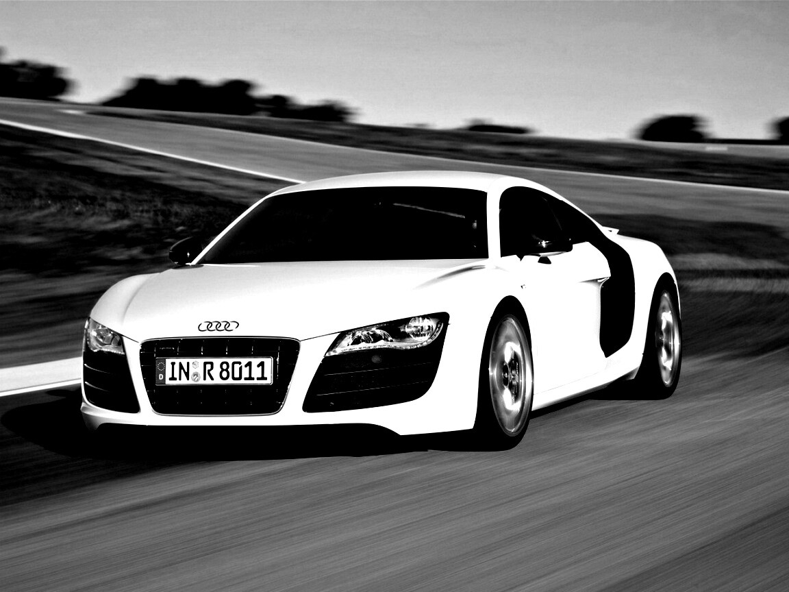 Белый Audi на повороте обои