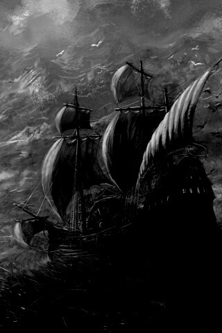 Корабль в море травы обои