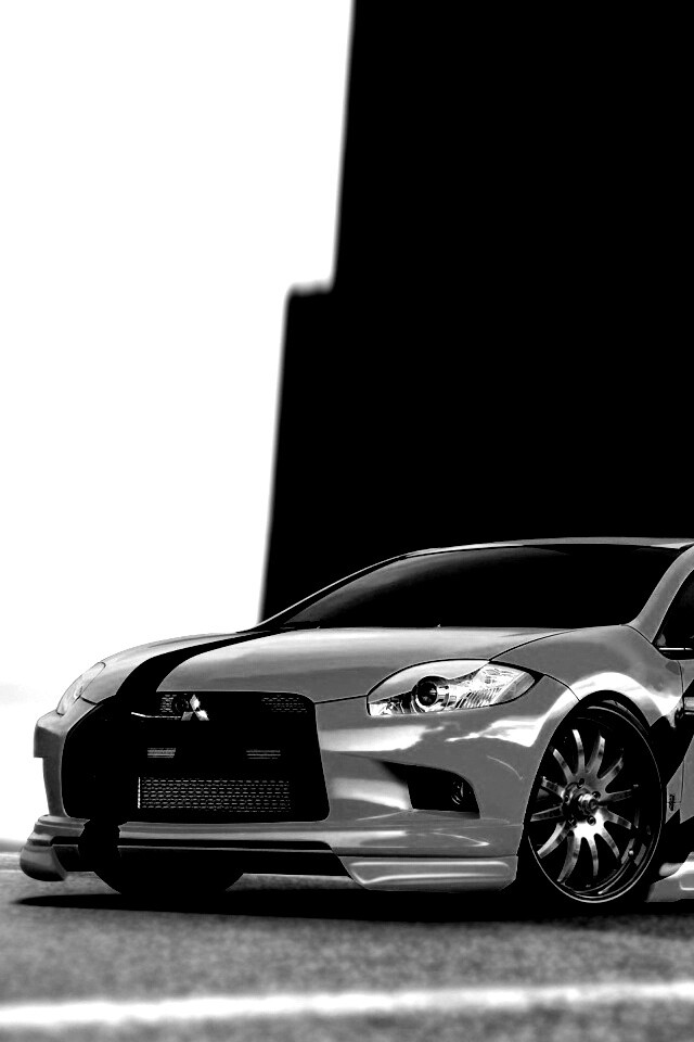 Mitsubishi жёлтого цвета с черными полосами обои
