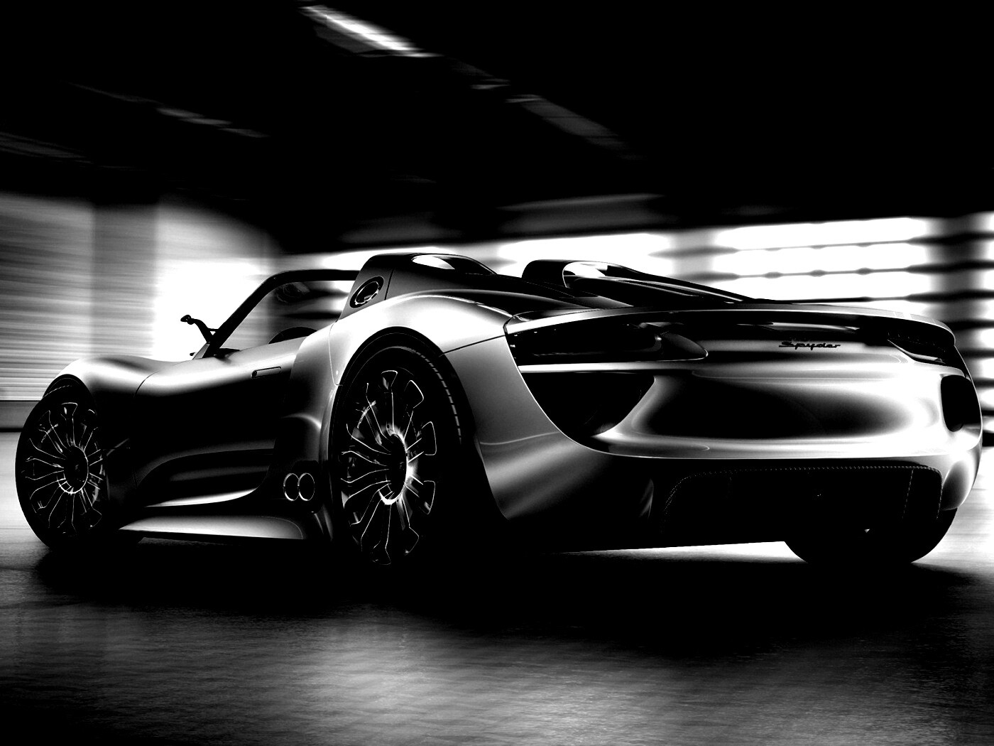 Porsche 918 Spider вид сзади обои