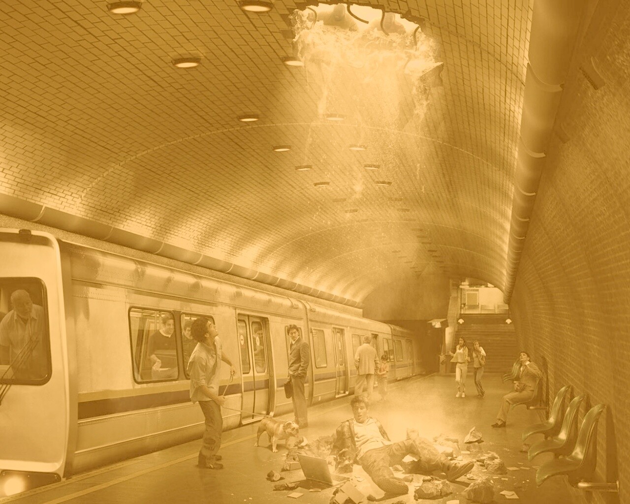 Провалившийся в метро обои