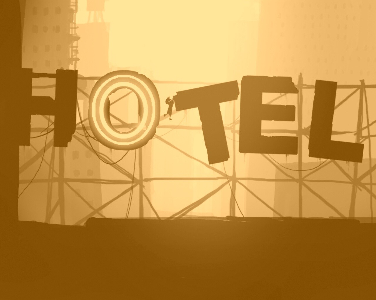 Мальчик из Limbo на вывеске "Hotel" обои