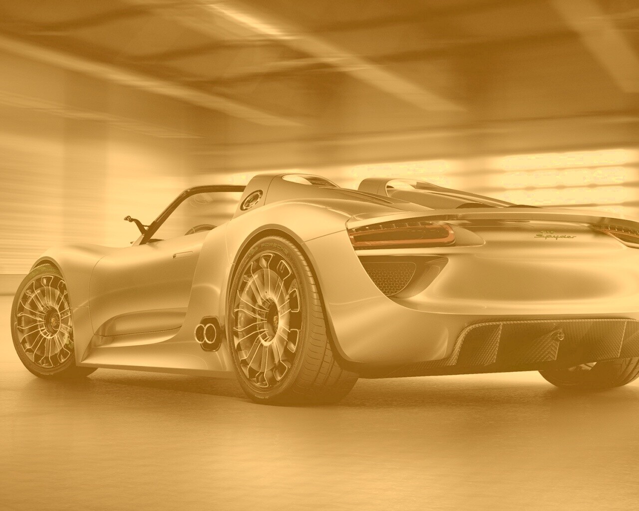 Porsche 918 Spider вид сзади обои