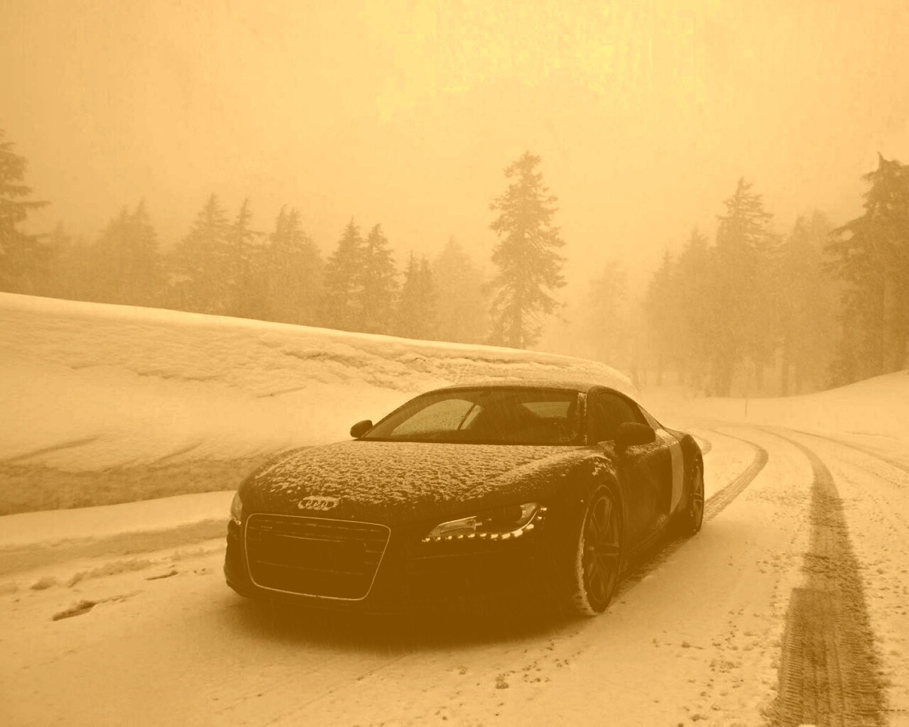Audi R8 зимой обои
