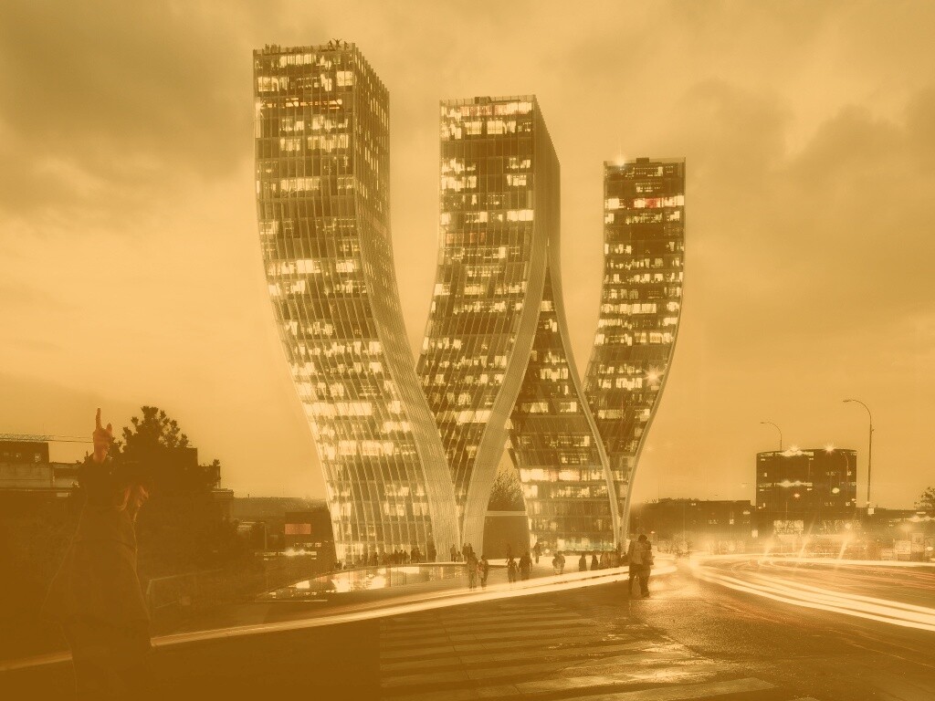 Здание в форме буквы W обои