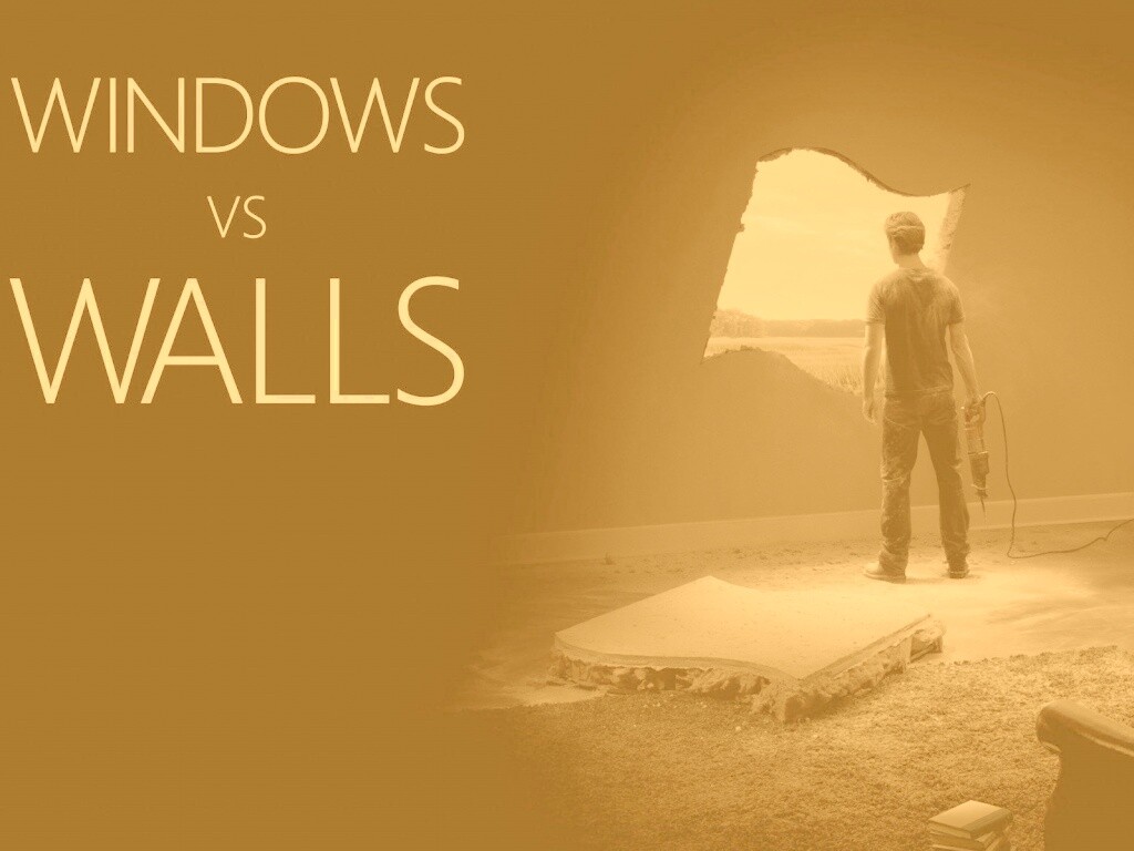 Windows против стен обои