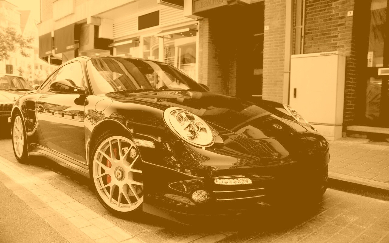 Чёрно-белое фото Porsche обои