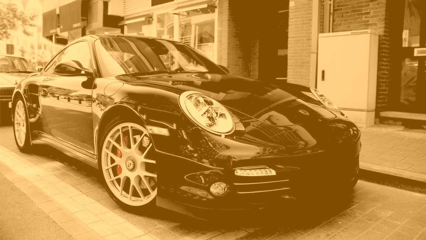 Чёрно-белое фото Porsche обои
