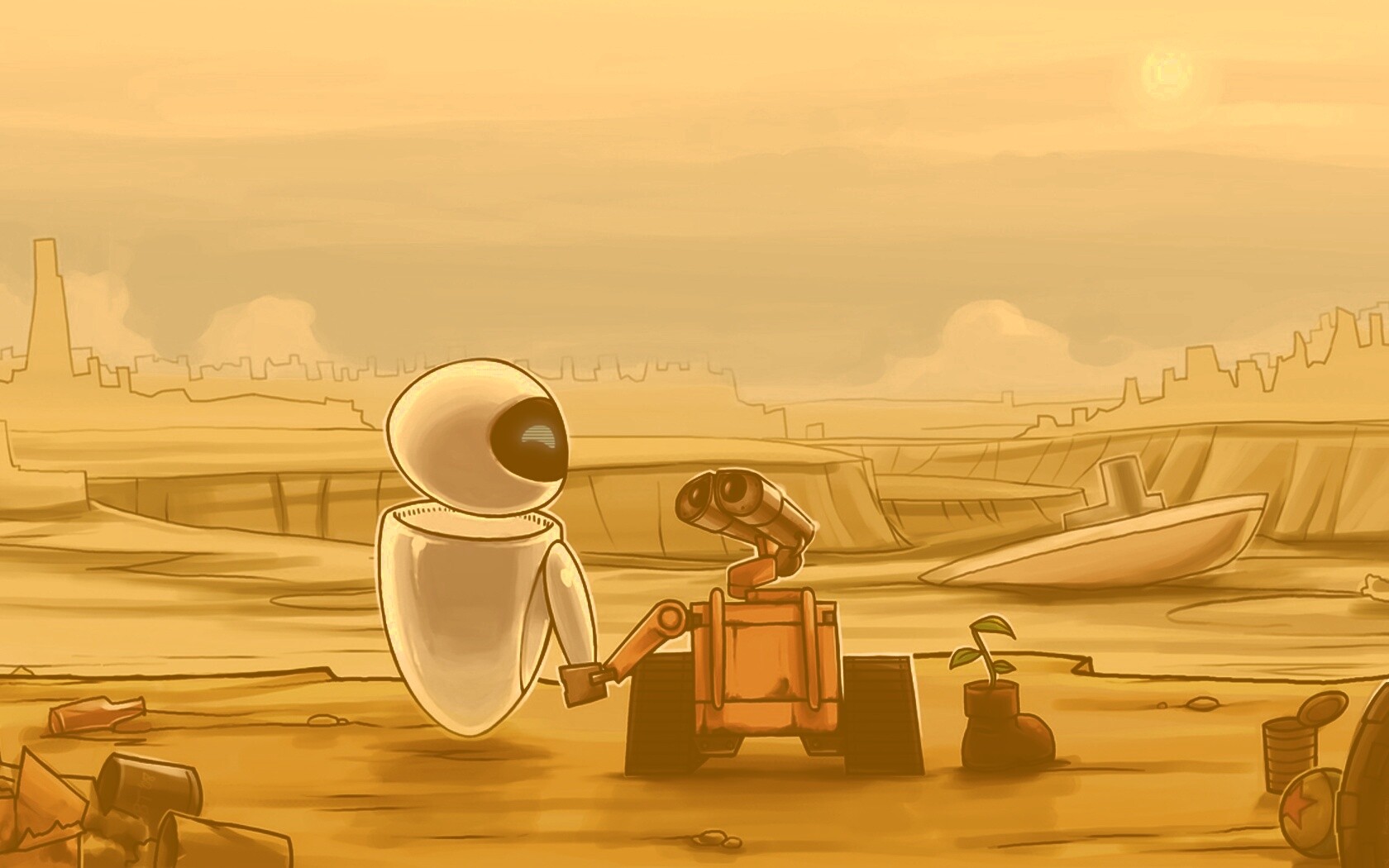WALL-E и Ева обои