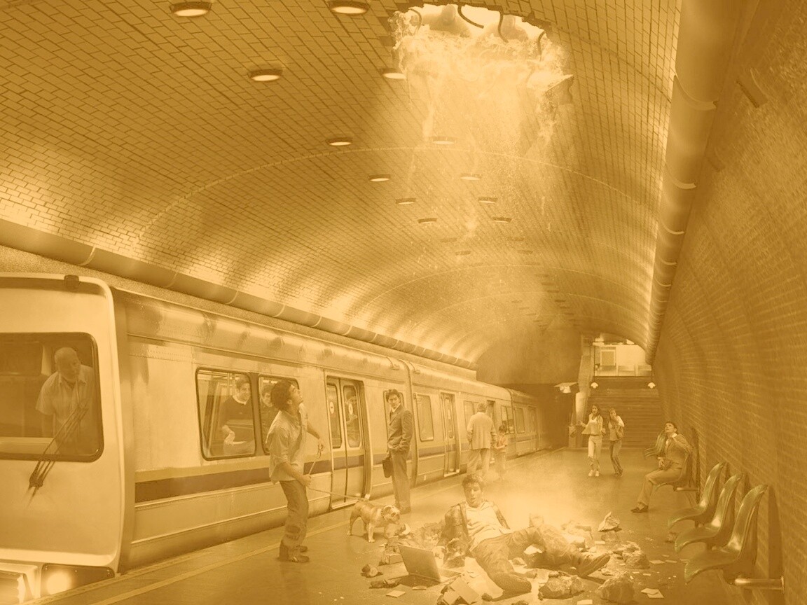 Провалившийся в метро обои