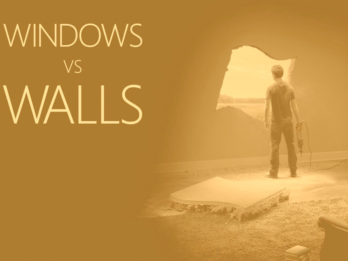 Windows против стен обои