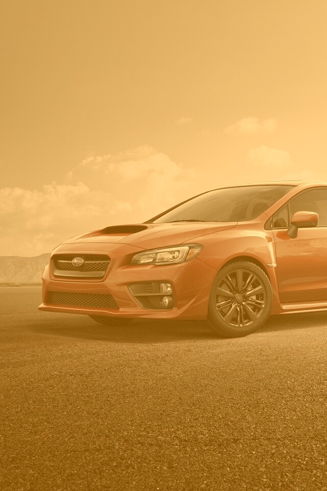 Subaru WRX на пустынной трассе обои