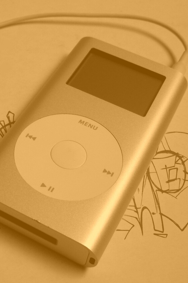 iPod на лиске с граффити обои