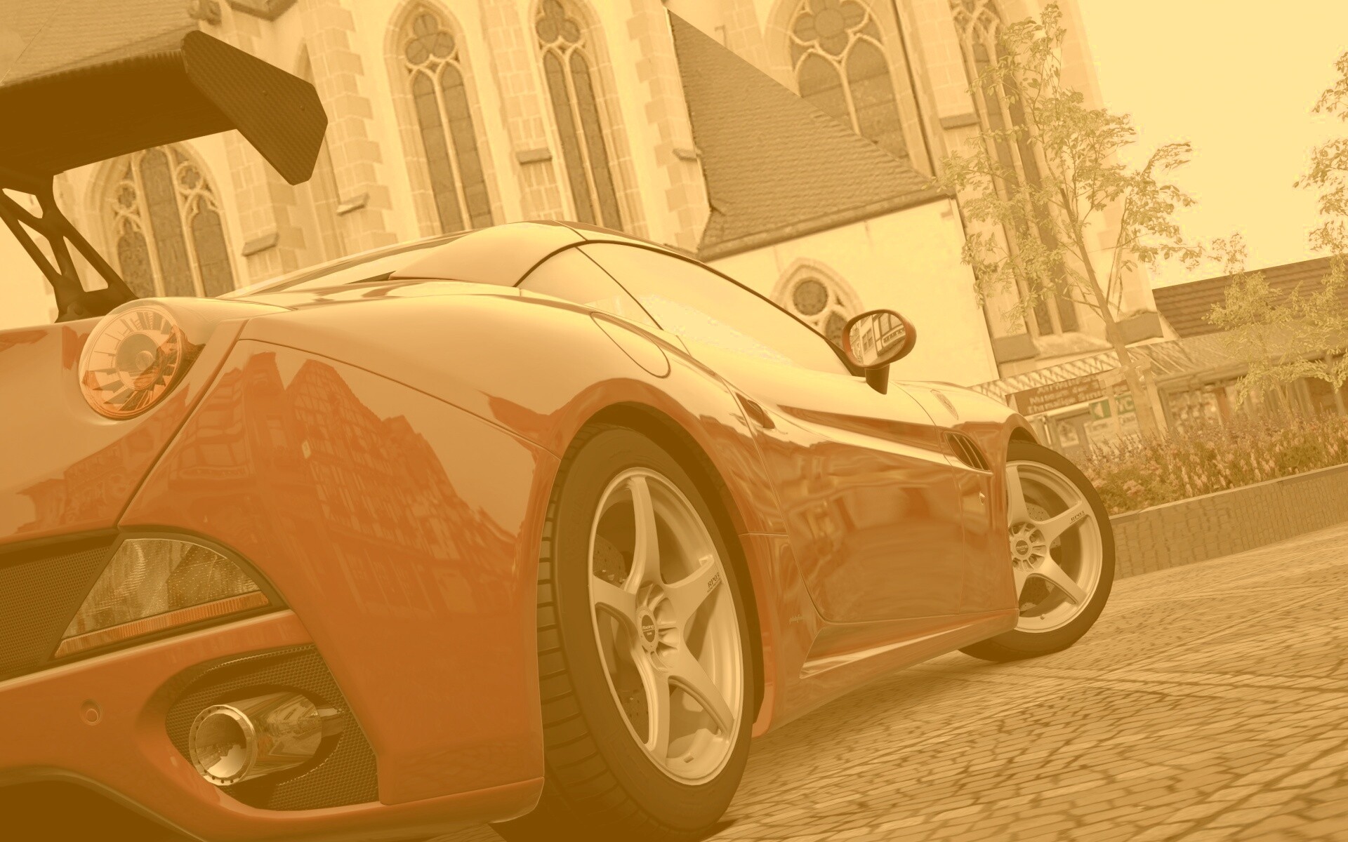 Ferrari на мостовой обои