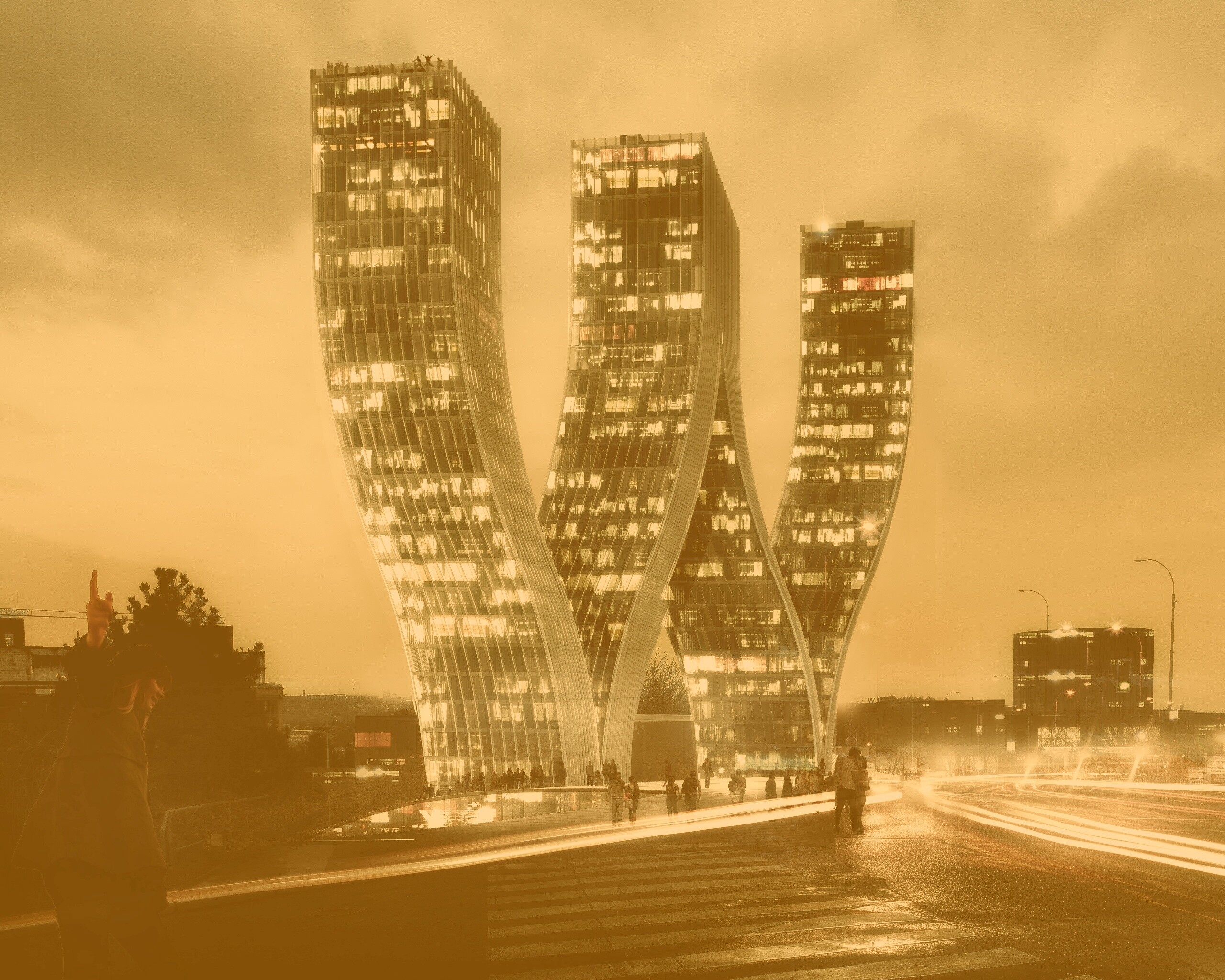Здание в форме буквы W обои