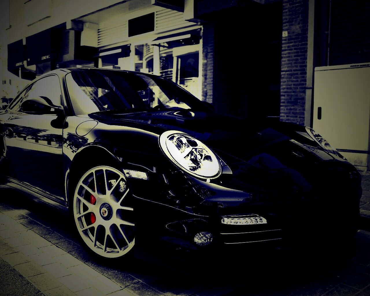 Чёрно-белое фото Porsche обои