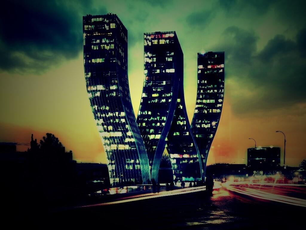 Здание в форме буквы W обои