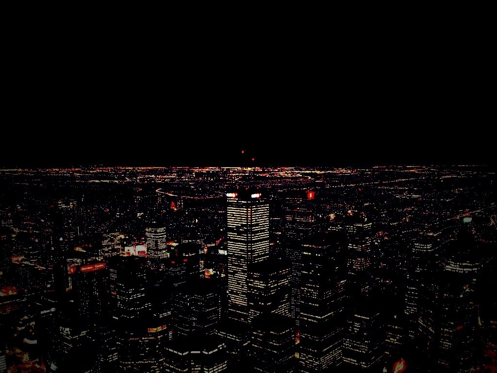 Вид на здания ночного города обои