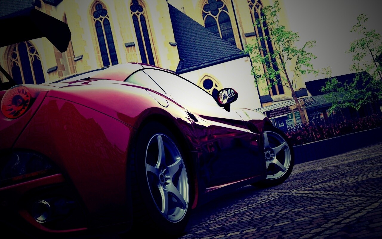 Ferrari на мостовой обои