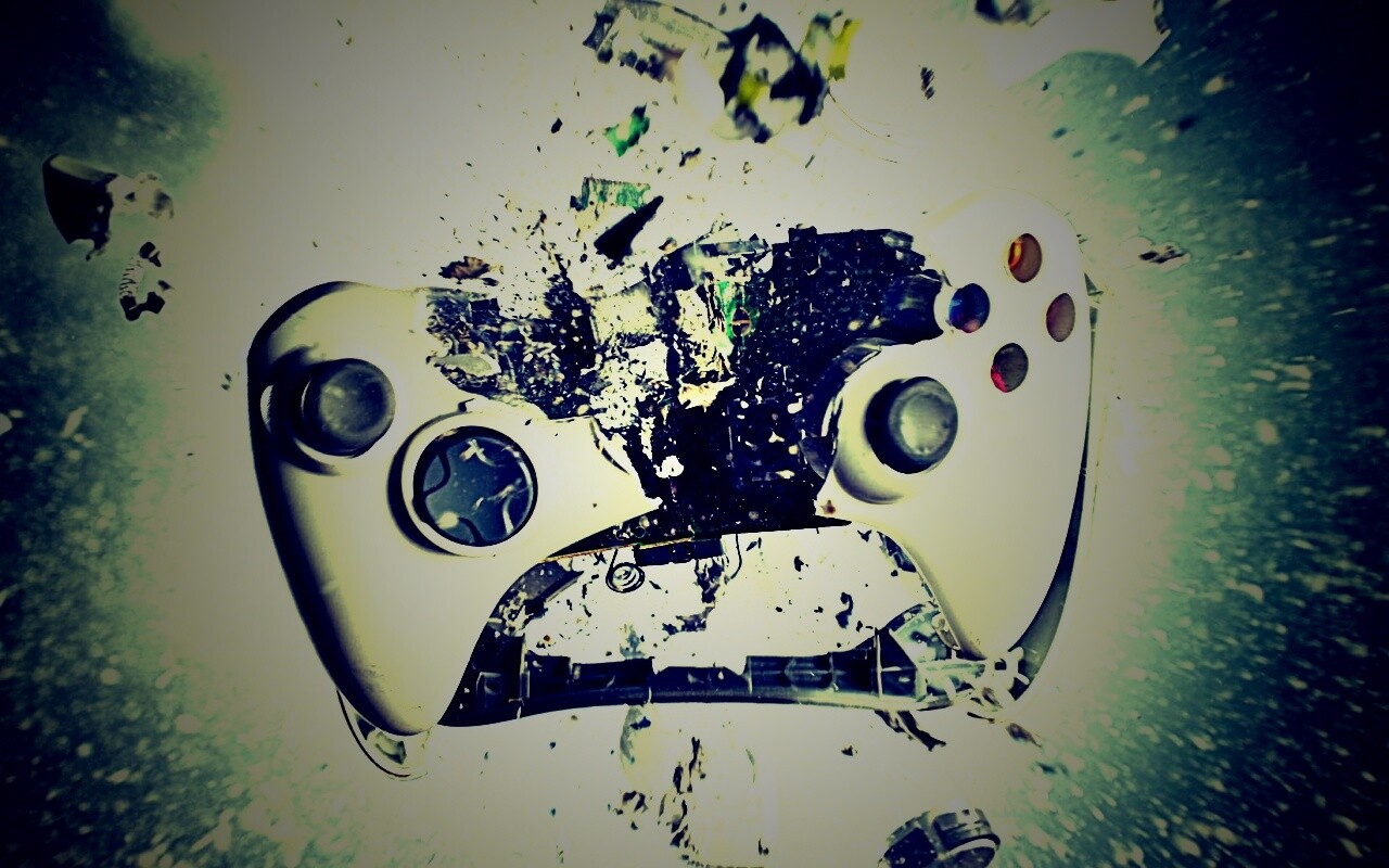 Взрывающийся белый контроллер xbox обои